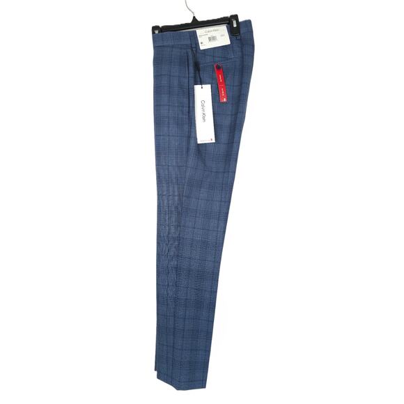 Calvin Klein Men's Slim-Fit Stretch Wool Blend Suit Pants Blue Plaid 30x32 NWT - Picture 4 of 6